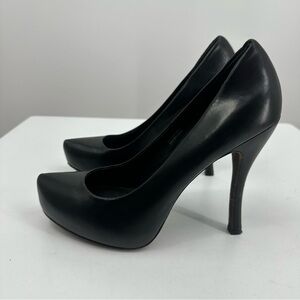 Vera Wang Black Leather Raquel Hidden Platform Pumps Heels Womens 9